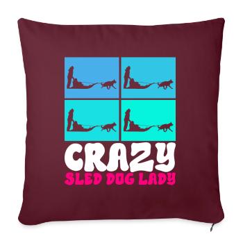 Traîneau Chiens de traîneau - Housse de coussin décorative 45 x 45 cm - bordeaux - Devant