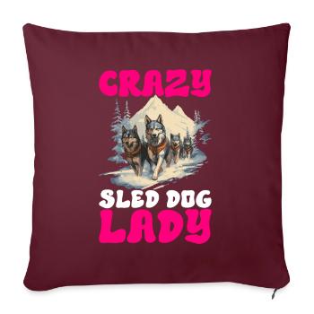 Traîneau Chiens de traîneau - Housse de coussin décorative 45 x 45 cm - bordeaux - Devant