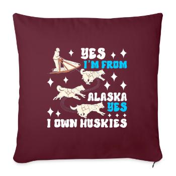 Traîneau Chiens de traîneau - Housse de coussin décorative 45 x 45 cm - bordeaux - Devant