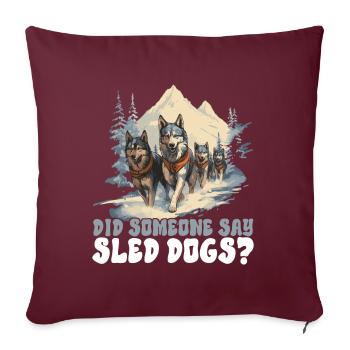 Traîneau Chiens de traîneau - Housse de coussin décorative 45 x 45 cm - bordeaux - Devant