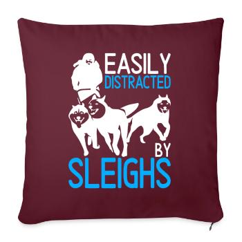 Traîneau Chiens de traîneau - Housse de coussin décorative 45 x 45 cm - bordeaux - Devant