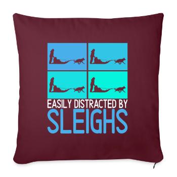 Traîneau Chiens de traîneau - Housse de coussin décorative 45 x 45 cm - bordeaux - Devant