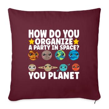 Astronomie Mignonne Planète Système Solaire Galaxie - Housse de coussin décorative 45 x 45 cm - bordeaux - Devant