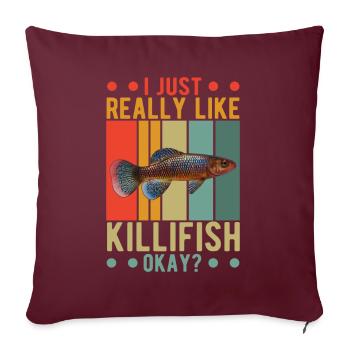Killifisch Quarium Fische - Sofakissenbezug 45 x 45 cm - Burgunderrot - Vorne