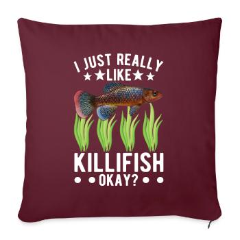 Killifisch Quarium Fische - Sofakissenbezug 45 x 45 cm - Burgunderrot - Vorne