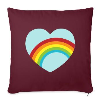 Light blue rainbow heart - Sofa pillowcase 17,3'' x 17,3'' (45 x 45 cm) - burgundy - Front