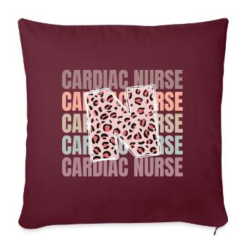 Vie d’infirmière Leopard Heart - Housse de coussin décorative 45 x 45 cm - bordeaux - Devant