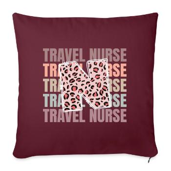 Leopard Voyage Infirmière Vie - Housse de coussin décorative 45 x 45 cm - bordeaux - Devant