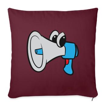 Megafon / Megaphone - Blau mit Augen - Sofakissenbezug 45 x 45 cm - Burgunderrot - Vorne