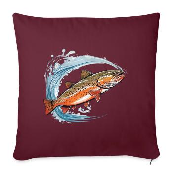 Conception passionnée de poisson pêcheur à la truite - Housse de coussin décorative 45 x 45 cm - bordeaux - Devant