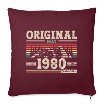 Original mai 1980 Vintage 1980 anniversaire 1980 - Housse de coussin décorative 45 x 45 cm - bordeaux - Devant