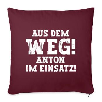 Anton Lustiger Spruch Vorname Name Anton - Sofakissenbezug 45 x 45 cm - Burgunderrot - Vorne