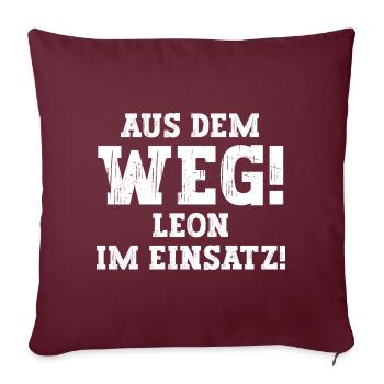Leon Lustiger Spruch Vorname Name Leon - Sofakissenbezug 45 x 45 cm - Burgunderrot - Vorne