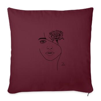 Visage Fleurissant - Housse de coussin décorative 45 x 45 cm - bordeaux - Devant