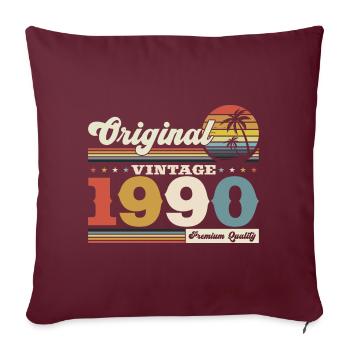 Original 1990 Millésime 1990 34e anniversaire 1990 - Housse de coussin décorative 45 x 45 cm - bordeaux - Devant