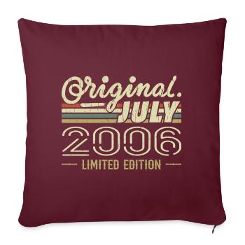Juillet 2006 Original Cadeau Anniversaire 2006 - Housse de coussin décorative 45 x 45 cm - bordeaux - Devant