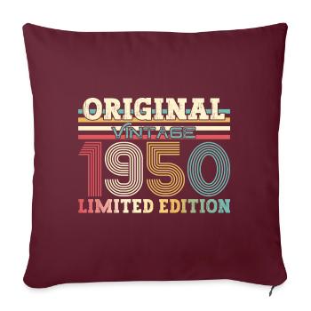 Original 1950 Millésime 1950 74e anniversaire 1950 - Housse de coussin décorative 45 x 45 cm - bordeaux - Devant
