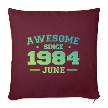 Juin 1984 Anniversaire Année 1984 Juin Cadeau 1984 - Housse de coussin décorative 45 x 45 cm - bordeaux - Devant