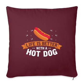 Hotdog Liebe Hot Dog Kartoffel Wurst - Sofakissenbezug 45 x 45 cm - Burgunderrot - Vorne