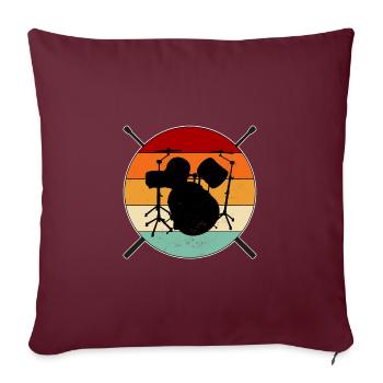 Drum Drumsticks Retro Sunset - Sofa pillowcase 17,3'' x 17,3'' (45 x 45 cm) - burgundy - Front