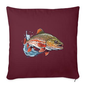 Truite dans l’eau Poissons Conception Pêche et Pêche - Housse de coussin décorative 45 x 45 cm - bordeaux - Devant