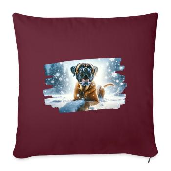 Boxer dans un paysage enneigé hivernal - Housse de coussin décorative 45 x 45 cm - bordeaux - Devant