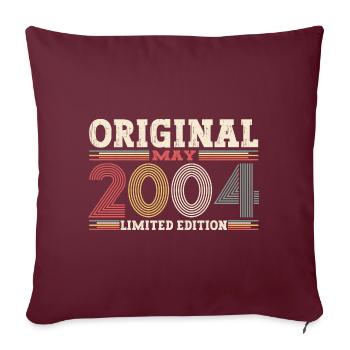 Original Mai 2004 Millésime 2004 Anniversaire 2004 - Housse de coussin décorative 45 x 45 cm - bordeaux - Devant