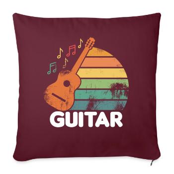 Guitare rétro - Housse de coussin décorative 45 x 45 cm - bordeaux - Devant