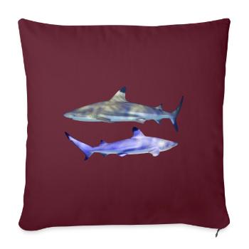 2 requins, petite paire de requins à pointe noire, naturel - Housse de coussin décorative 45 x 45 cm - bordeaux - Devant