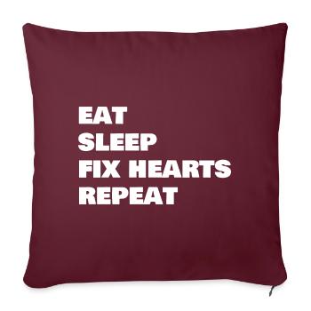 Manger Sleep Fix Hearts Repeart Drôle de cardiologie - Housse de coussin décorative 45 x 45 cm - bordeaux - Devant