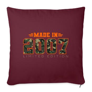 Né en 2007 Cadeau d’anniversaire - Housse de coussin décorative 45 x 45 cm - bordeaux - Devant