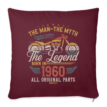 1960 ' s Vintage homme mythe légende moto - Housse de coussin décorative 45 x 45 cm - bordeaux - Devant