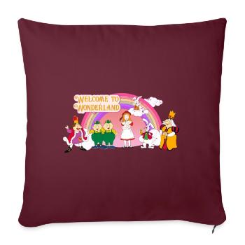 Alice Im Wunderland - Reise Durch Die Fantasiewelt - Sofakissenbezug 45 x 45 cm - Burgunderrot - Vorne