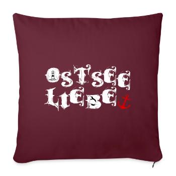 Ostseeliebe - Anker im Herz - Sofakissenbezug 45 x 45 cm - Burgunderrot - Vorne
