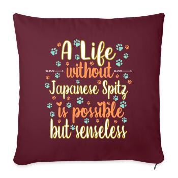 Hund Leben Liebe Hunderasse Japanischer Spitz - Sofakissenbezug 45 x 45 cm - Burgunderrot - Vorne