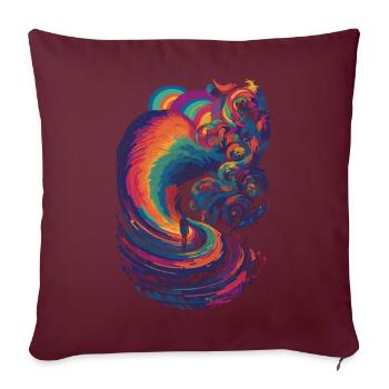 Chemin arc-en-ciel trippant dans les nuages - Housse de coussin décorative 45 x 45 cm - bordeaux - Devant