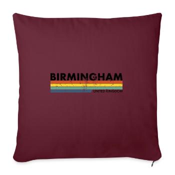 Birmingham Royaume-Uni Vintage Britannique - Housse de coussin décorative 45 x 45 cm - bordeaux - Devant