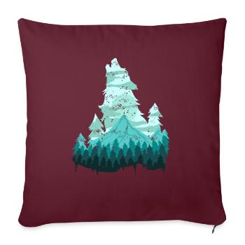 Wild Wolf Nature Nature Solitaire Forêt Cadeau - Housse de coussin décorative 45 x 45 cm - bordeaux - Devant
