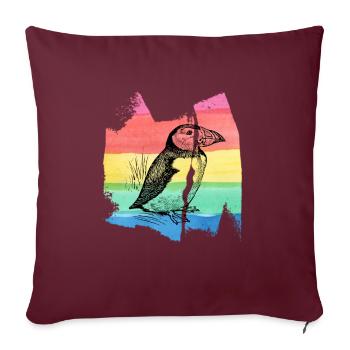 Puffin Puffin Parrot Diver T Shirt - Housse de coussin décorative 45 x 45 cm - bordeaux - Devant