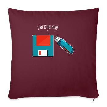 Je suis ton père, une clé USB, un vieil ordinateur - Housse de coussin décorative 45 x 45 cm - bordeaux - Devant