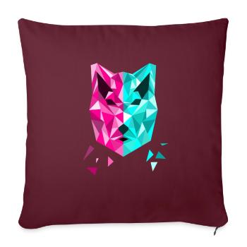 Zweifarbiger Hund - Tier - Sofakissenbezug 45 x 45 cm - Burgunderrot - Vorne