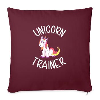 Cadeau d'entraîneur magique drôle de cheval de licorne - Housse de coussin décorative 45 x 45 cm - bordeaux - Devant