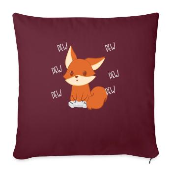 Fuchs – Fuchs T-Shirt – Gamer - Zocker - Sofakissenbezug 45 x 45 cm - Burgunderrot - Vorne