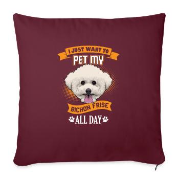 Bichon Frise - Housse de coussin décorative 45 x 45 cm - bordeaux - Devant