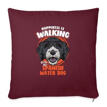 Le bonheur d'un chien d'eau espagnol marche - Housse de coussin décorative 45 x 45 cm - bordeaux - Devant