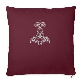 Cadeau de mythologie nordique viking Thor Hammer - Housse de coussin décorative 45 x 45 cm - bordeaux - Devant