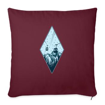 Gondole montagne arbre nature étoiles nuit cadeau - Housse de coussin décorative 45 x 45 cm - bordeaux - Devant