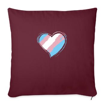 Cœur Transgenre, Fierté LGBT - Housse de coussin décorative 45 x 45 cm - bordeaux - Devant