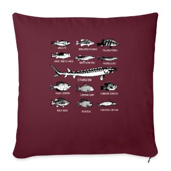 13 Arten von Süßwasserfisch Geschenk Design Angeln - Sofakissenbezug 45 x 45 cm - Burgunderrot - Vorne