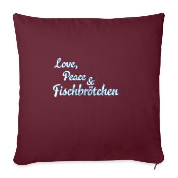 Love, Peace et petits pains de poisson - Housse de coussin décorative 45 x 45 cm - bordeaux - Devant